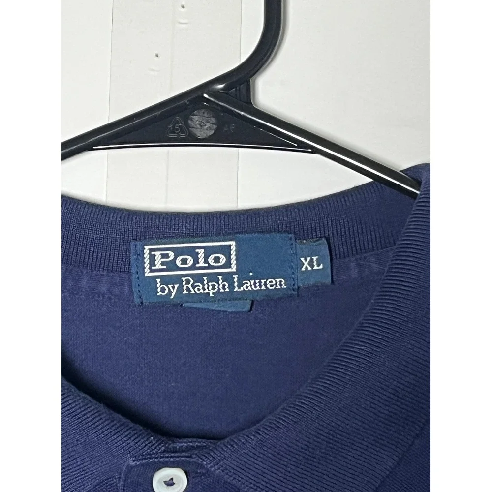 Polo Ralph Lauren Mens XL Navy Blue Long Sleeve Pima Cotton Polo Shirt Pony Logo